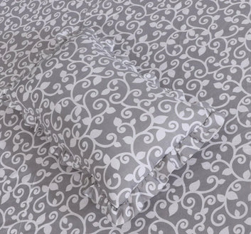 3 PCs Printed Bed skirt with Pillow cover - 1144