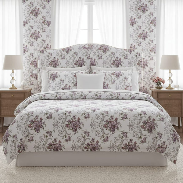 Elegant Purple Floral Printed Bedding Set
