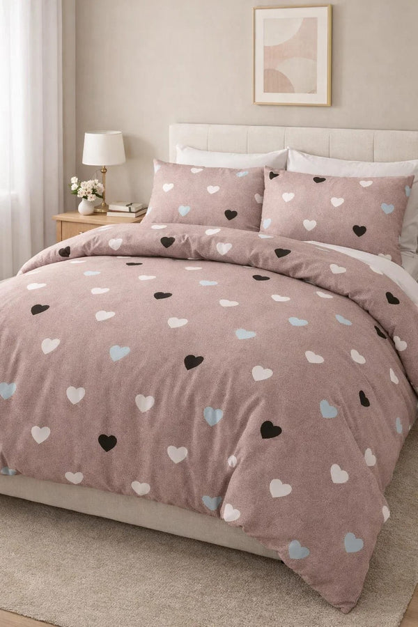 Blush Pink Heart Print Bedding Set